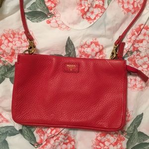 Red fossil crossbody/clutch